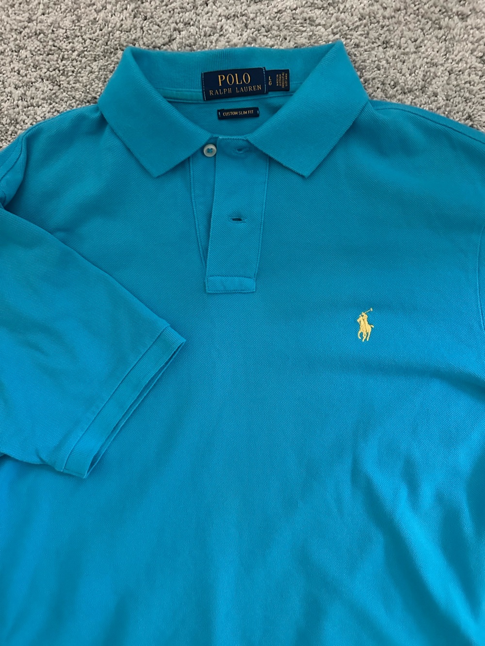 Polo by Ralph Lauren Turquoise Polo with Yellow Pony Logo